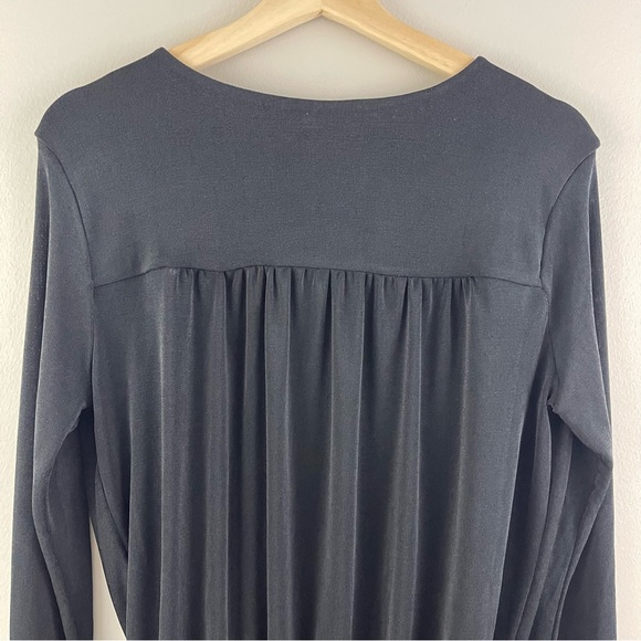 FREE PEOPLE Black Plunging V Neck Faux Wrap Long Sleeve Turnt Bodysuit NEW - Picture 9 of 13